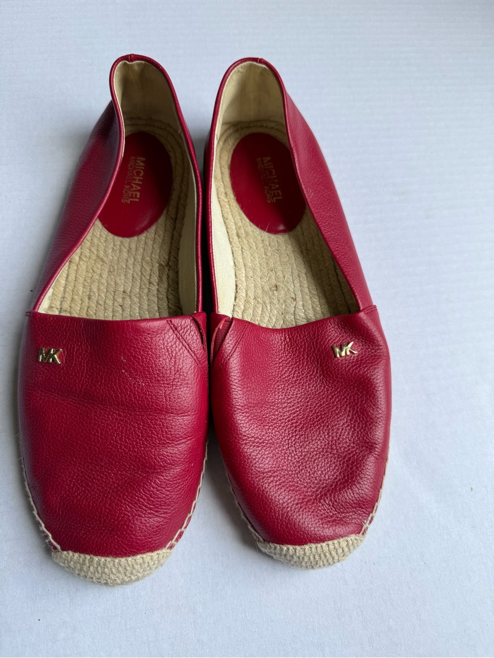 Michael Kors Red Leather Espadrille Flats with MK Accent EUC W8.5